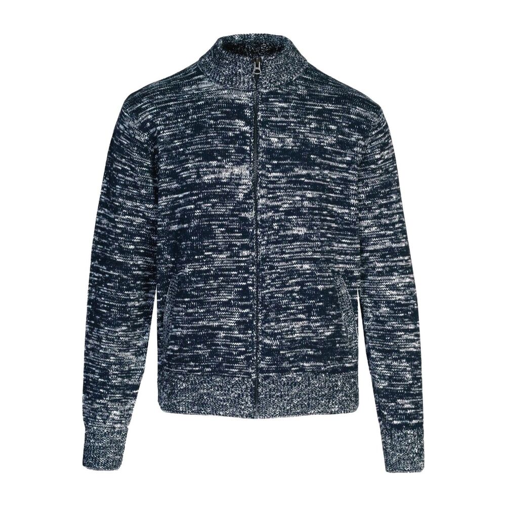 NWT Schott NYC Slub Cardigan Sz Small Relaxed Mens Indigo White Full Zip Sweater